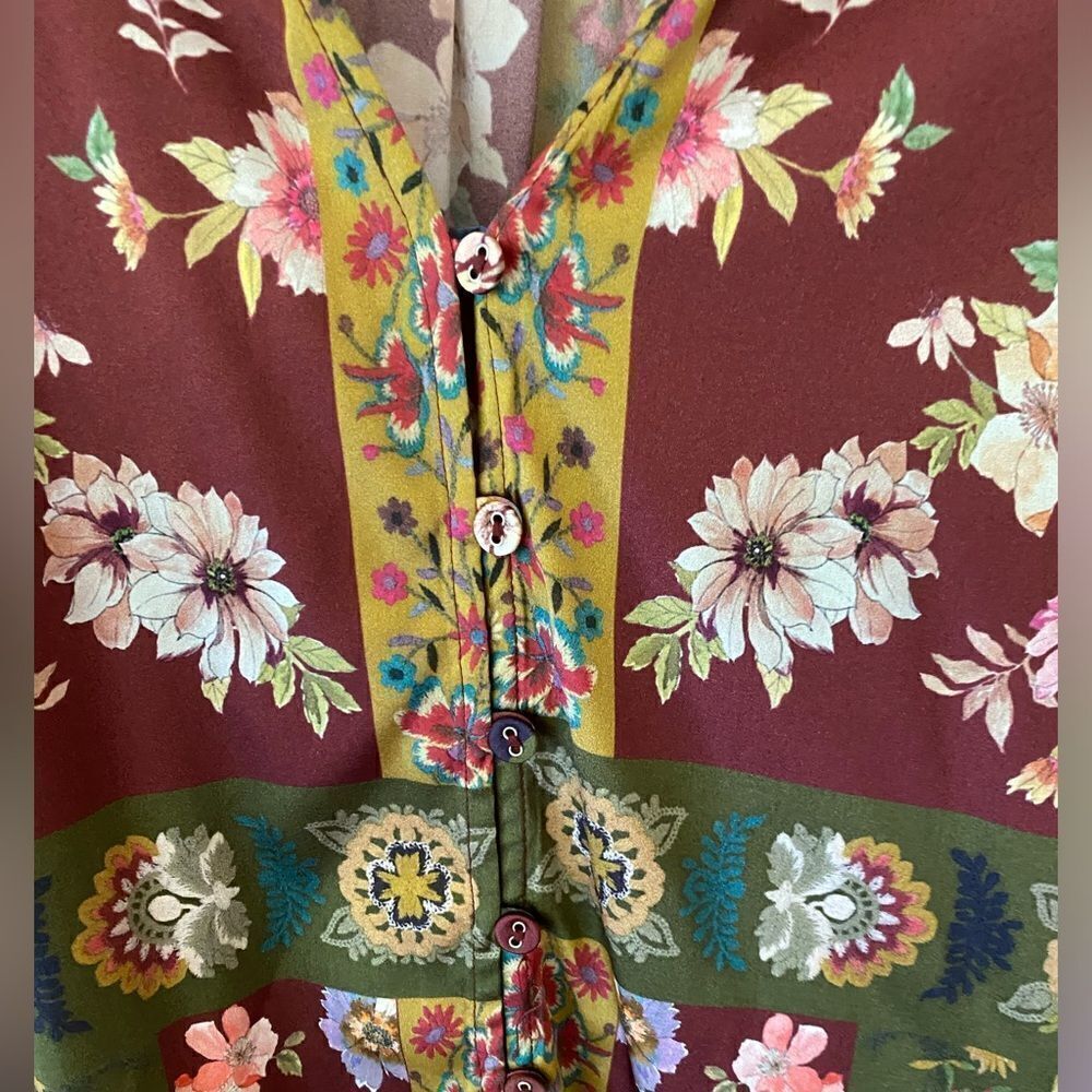 Johnny Was Laurie Milan Blouse print silk vintage boho plus size peasant Sz XXL - Picture 15 of 16